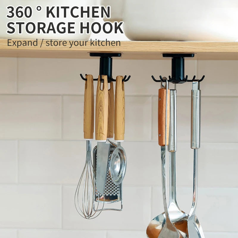 Kitchen Rotating Hooks Rack
